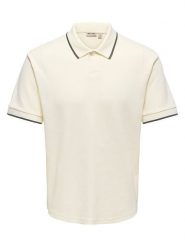 ONLY & SONS Koszulka polo "Onstomon" w kolorze beżowym rozmiar: L. Brązowe koszulki polo Only & Sons, l, bez wzorów, bez kołnierzyka, bez ramiączek. Za 91.77 zł.