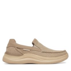 Półbuty Skechers. Brązowe eleganckie półbuty Skechers, bez wzorów, bez obcasa, bez zapięcia. Za 289.99 zł.