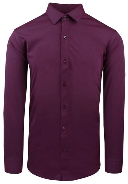 Elegancka Koszula z Dzianinowej Tkaniny - Prosty Krój - Bordo, Melanż. Czerwone koszule Pazzani, bez wzorów, z bawełny, bez kołnierzyka, bez ramiączek. Za 199.00 zł.