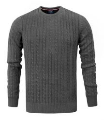 Bawełniany Sweter Męski - Pako Jeans - Splot Warkoczowy - Grafit. Szare swetry rozpinane Pako Jeans, na wiosnę, l, bez wzorów, z bawełny, bez kołnierzyka, bez ramiączek. Za 169.00 zł.