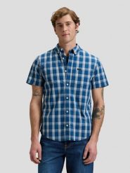 MESKA KOSZULA LEE BUTTON DOWN SS DEEP SEA PLAID 112376549. Niebieskie koszule Lee, xl, bez wzorów, bez kołnierzyka, bez ramiączek. Za 129.99 zł.