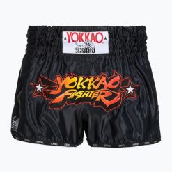 Spodenki treningowe męskie YOKKAO Fighter KO Muay Thai. Czarne krótkie spodenki sportowe YOKKAO, m, bez wzorów, z materiału. Za 289.99 zł.