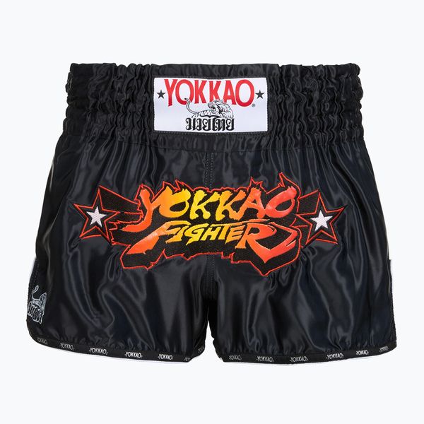 Spodenki treningowe męskie YOKKAO Fighter KO Muay Thai. Czarne krótkie spodenki sportowe YOKKAO, m, bez wzorów, z materiału. Za 289.99 zł.