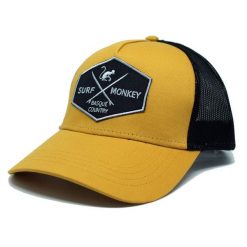 Czapka Trucker - 5 Paneli / Jeden rozmiar (Musztardowy/Czarny). Czarne czapki z daszkiem SURF MONKEY, bez wzorów. Za 159.95 zł.