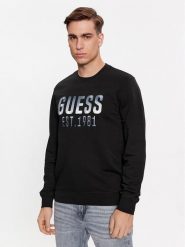 Guess Bluza M4RQ08 KBK32 Czarny Regular Fit. Czarne bluzy Guess, m, z aplikacjami, z bawełny, bez kaptura. Za 379.99 zł.