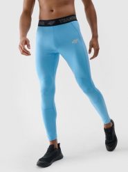 4F Legginsy treningowe szybkoschnące męskie - niebieskie 3XL. Niebieskie legginsy długie sportowe 4F, m, bez wzorów, z dzianiny, na fitness i siłownię. W wyprzedaży za 49.99 zł.
