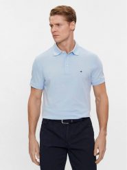 Tommy Hilfiger Polo 1985 MW0MW17771 Błękitny Slim Fit. Niebieskie koszulki polo Tommy Hilfiger, m, bez wzorów, z bawełny, bez kołnierzyka, bez ramiączek. Za 179.99 zł.