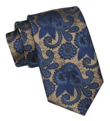 Krawat Męski, Klasyczny - ALTIES - Granatowe Paisley. Niebieskie krawaty i muchy Alties, bez wzorów, z tkaniny. Za 49.00 zł.