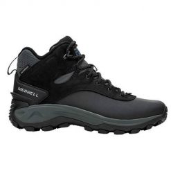Buty trekkingowe męskie Merrell Thermo Kiruna 2 Mid Waterproof. Czarne buty trekkingowe Merrell, bez wzorów, z materiału, bez zapięcia. Za 698.00 zł.