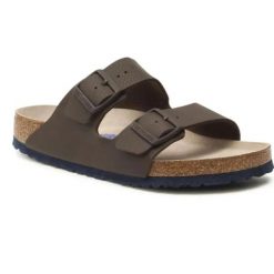 Klapki męskie Birkenstock Arizona BS regular. Brązowe klapki Birkenstock, z jeansu. Za 287.00 zł.
