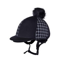 Czapka na kask jeździecki QHP Omaha. Niebieskie czapki z daszkiem QHP, bez wzorów, z elastanu. Za 164.00 zł.