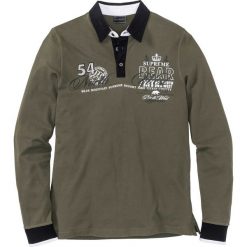 Shirt polo z długim rękawem Regular Fit bonprix ciemnooliwkowy. Zielone bluzki z długim rękawem marki bonprix, z nadrukiem, z tkaniny, polo, z długim rękawem. Za 54.99 zł.
