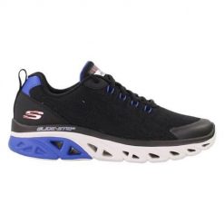Buty do chodzenia męskie Skechers Glide. Czarne buty sportowe casual Skechers, bez wzorów, z materiału, bez zapięcia. Za 391.00 zł.