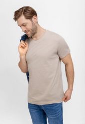 Gładka koszulka T-MODE. Białe t-shirty Volcano, m, bez wzorów, z bawełny, bez kołnierzyka, bez ramiączek. Za 59.99 zł.