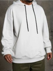 Bluza hoodie z kieszeniami - kremowy. Białe bluzy bez kaptura Sinsay, l, bez wzorów, bez kaptura. Za 59.99 zł.