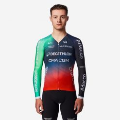Koszulka na rower szosowy Van Rysel RCR-R Oficjalna Decathlon CMA CGM długi r. Brązowe bluzy VAN RYSEL, l, bez wzorów, bez kaptura. Za 599.99 zł.