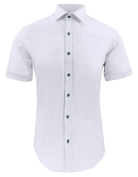 Taliowana Koszula Elegancka, Krótki Rękaw - Quickside - Biała. Białe koszule Quickside, m, bez wzorów, z bawełny, bez kołnierzyka, bez ramiączek. Za 159.00 zł.