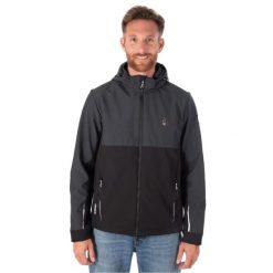 Kurtka turystyczna męska Softshell TIAGO odpinany kaptur. Czarne kurtki Aulp, m, bez wzorów, z elastanu, bez kaptura. Za 599.99 zł.