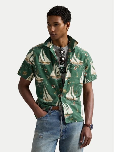 Polo Ralph Lauren Koszula 710971217001 Zielony Classic Fit. Zielone koszule Polo Ralph Lauren, m, bez wzorów, z bawełny, bez kołnierzyka, bez ramiączek. Za 419.99 zł.