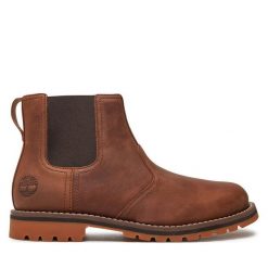 Sztyblety Timberland. Brązowe sztyblety Timberland, bez wzorów, bez obcasa, bez zapięcia. Za 769.99 zł.