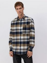 Koszula regular fit w kratę - beżowy. Brązowe koszule Reserved, l, bez wzorów, z tkaniny, bez kołnierzyka, bez ramiączek. W wyprzedaży za 69.99 zł.