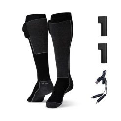Skarpetki ogrzewane Comfort - 1 para baterii Dorośli. Czarne skarpetki sportowe G-HEAT, bez wzorów, z materiału. Za 332.34 zł.