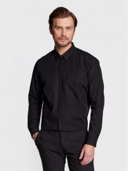 Calvin Klein Koszula Hidden K10K109891 Czarny Extra Slim Fit. Czarne koszule CALVIN KLEIN, m, bez wzorów, z bawełny, bez kołnierzyka, bez ramiączek. Za 209.99 zł.