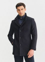 PAKO LORENTE - Płaszcz jednorzędowy w pepitkę. Płaszcze Pako Lorente, na jesień, bez wzorów, z poliesteru, bez kaptura. Za 999.99 zł.