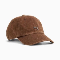 Czapka z daszkiem unisex Puma WARDROBE ESS METAL brązowa 02596808. Brązowe czapki z daszkiem Puma, bez wzorów, z bawełny. Za 94.00 zł.