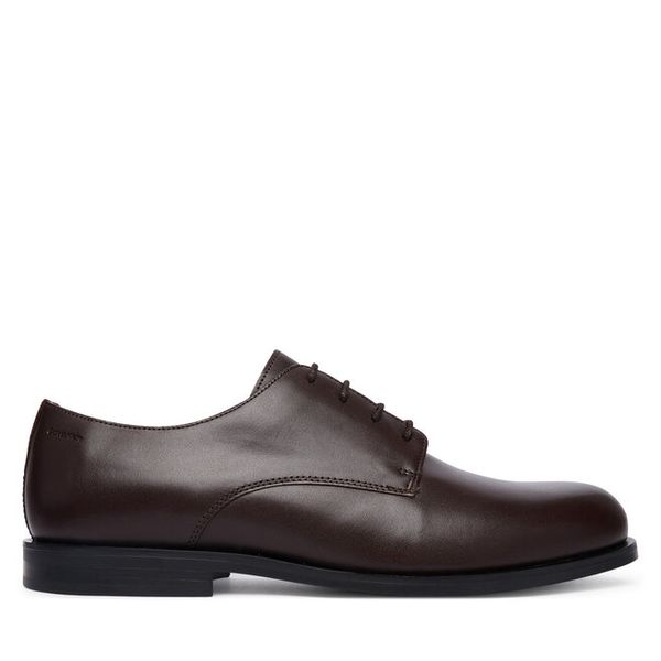 Półbuty Calvin Klein. Brązowe eleganckie półbuty CALVIN KLEIN, bez wzorów, bez obcasa, bez zapięcia. Za 649.99 zł.