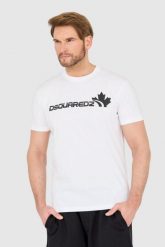 DSQUARED2 Biały bawełniany t-shirt z dużym logo. Białe t-shirty Dsquared2, l, bez wzorów, z bawełny, bez kołnierzyka, bez ramiączek. W wyprzedaży za 699.99 zł.