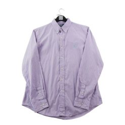 Second life - Koszule klasyczne męskie w paski - Jak nowy. Fioletowe sztyblety RALPH LAUREN, bez wzorów, z jeansu, bez obcasa, bez zapięcia. Za 212.96 zł.