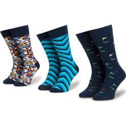 Zestaw 3 par wysokich skarpet męskich DOTS SOCKS - DTS-ZX-010-X-0000 Granatowy Kolorowy. Skarpety marki Dots Socks. Za 39.90 zł.