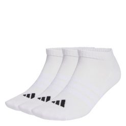 Niskie skarpety z amortyzacją Essentials — 3 pary w opakowaniu. Białe skarpety Adidas, bez wzorów, z bawełny. Za 54.95 zł.