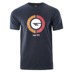 Koszulka męska Hi-Tec Rakan - granatowa, Rozmiar M. T-shirty Hi-tec, m, bez wzorów, z bawełny, bez kołnierzyka, bez ramiączek. Za 49.99 zł.