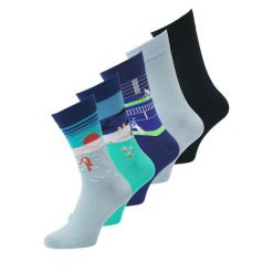 Zestaw 5 par wysokich skarpet męskich Jack&Jones. Skarpety Jack&Jones, bez wzorów. Za 49.99 zł.