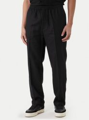 Calvin Klein Spodnie materiałowe LV04LF619G Czarny Straight Fit. Czarne spodnie materiałowe CALVIN KLEIN, m, bez wzorów, z bawełny. Za 489.99 zł.