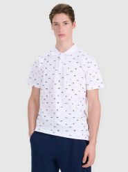 4F Koszulka polo regular męska - biała XXL. Białe koszulki polo 4F, m, bez wzorów, z bawełny, bez kołnierzyka, bez ramiączek. Za 89.99 zł.