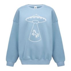 Bluza Galop Wear Cosmic Abduction. Niebieskie bluzy GALOP WEAR, uniwersalny, bez wzorów, bez kaptura. W wyprzedaży za 209.00 zł.