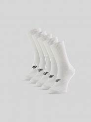 4F Skarpetki długie (5-pack) męskie - białe 39-42. Białe skarpety 4F, bez wzorów, z bawełny. Za 69.99 zł.