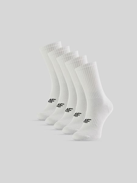 4F Skarpetki długie (5-pack) męskie - białe 39-42. Białe skarpety 4F, bez wzorów, z bawełny. Za 69.99 zł.