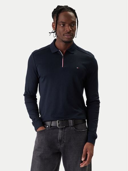 Tommy Hilfiger Polo MW0MW42808 Granatowy Regular Fit. Niebieskie koszulki polo Tommy Hilfiger, m, bez wzorów, z bawełny, bez kołnierzyka, bez ramiączek. Za 489.99 zł.