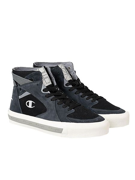 Buty outdoor męskie Z70 Mid. Czarne trekkingi Champion, z aplikacjami, ze skóry, za kostkę, bez zapięcia. Za 250.00 zł.