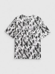 4F T-shirt oversize z nadrukiem męski - multikolor L. T-shirty 4F, l, bez wzorów, z bawełny, bez kołnierzyka, bez ramiączek. Za 79.99 zł.