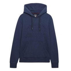 Bluza z kapturem Superdry Athletic Emboss Relaxed. Niebieskie bluzy z kapturem Superdry, xl, z aplikacjami, z bawełny, z kapturem. Za 333.65 zł.