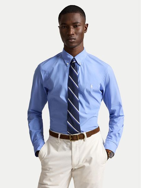 Polo Ralph Lauren Koszula 710929349501 Niebieski jasny Custom Fit. Niebieskie koszule Polo Ralph Lauren, m, bez wzorów, z bawełny, bez kołnierzyka, bez ramiączek. Za 543.99 zł.