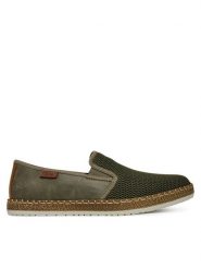 Rieker Półbuty B5265-54 Khaki. Brązowe eleganckie półbuty Rieker, bez wzorów, z materiału, bez obcasa, bez zapięcia. Za 319.99 zł.