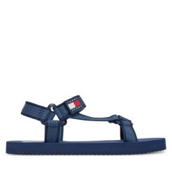Sandały Tommy Jeans. Niebieskie sandały Tommy Jeans, z jeansu, bez zapięcia. Za 169.99 zł.