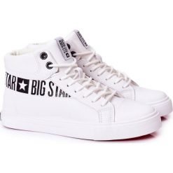 Trampki Męskie Big Star Wysokie Białe EE174340. Białe trampki m, bez wzorów, bez zapięcia. Za 297.68 zł.