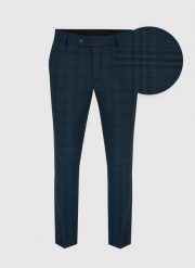 Granatowe spodnie garniturowe w subtelną kratę P22SF-6G-024-G-S. Niebieskie garnitury Pako Lorente, s, bez wzorów, z elastanu. Za 139.99 zł.